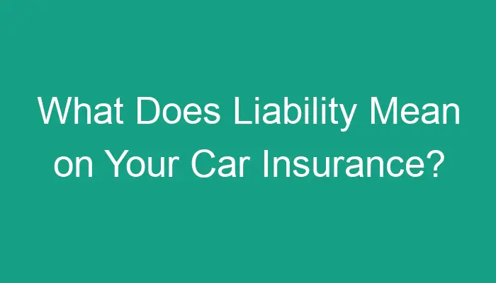 What Does Liability Mean On Your Car Insurance 