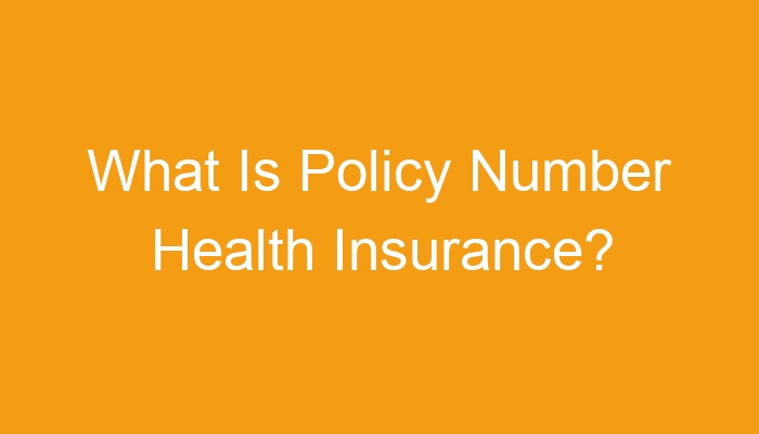 What Is Policy Number Health Insurance 