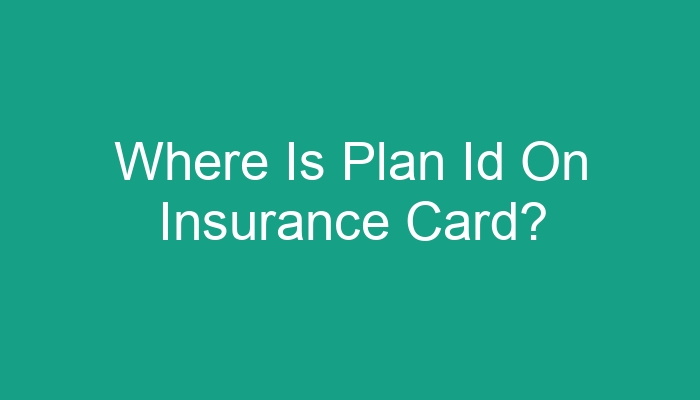 Where Is Plan Id On Insurance Card 23463 